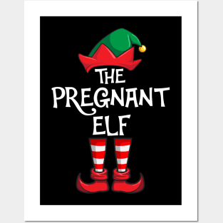 Pregnant Elf Matching Family Christmas Posters and Art